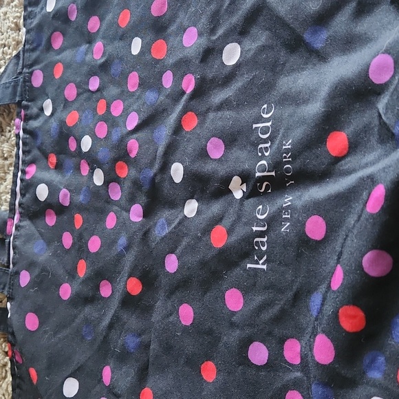 Kate Spade black with multi-colored polka dots large fabric shopping tote bag - Picture 5 of 9
